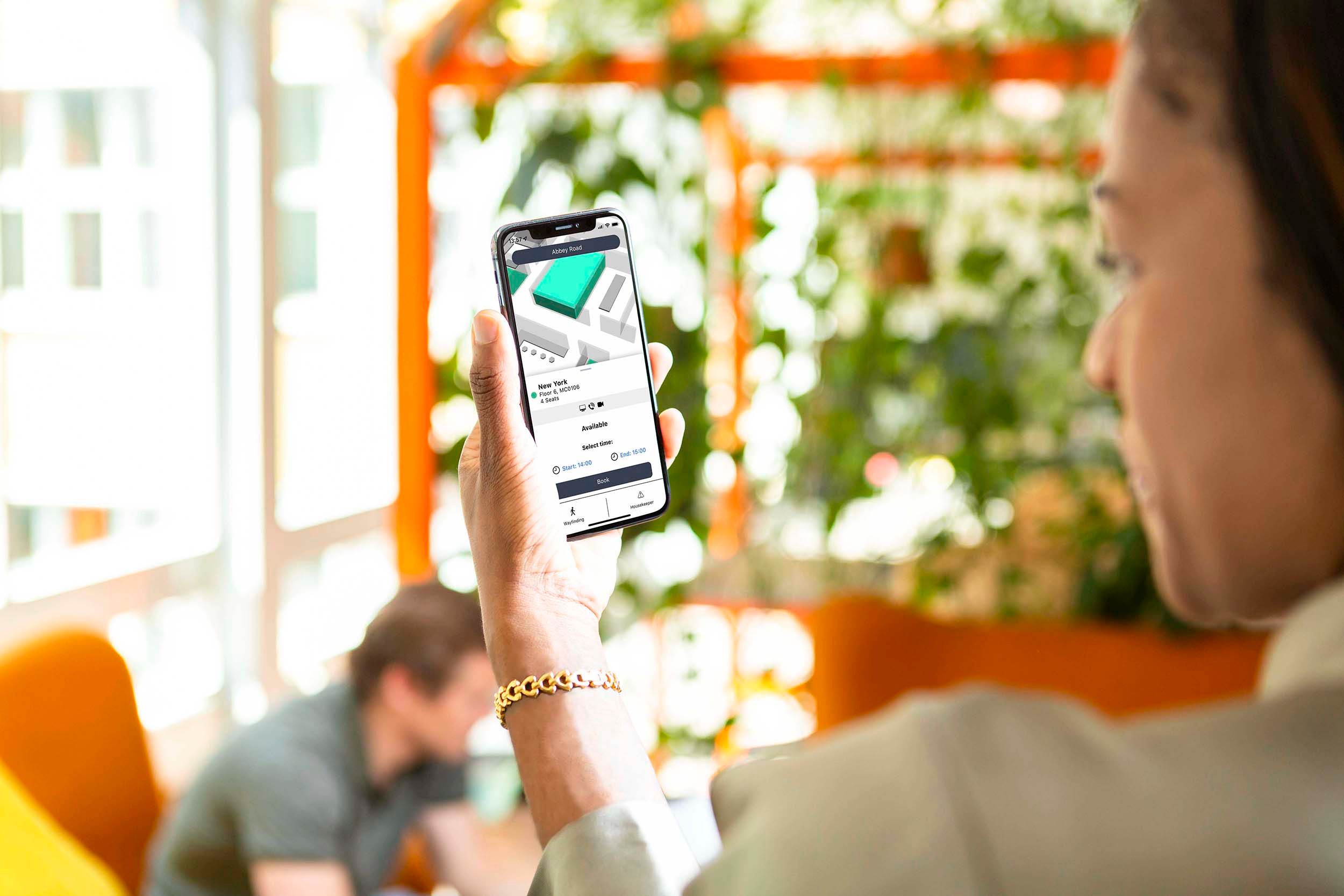 Meeting room booking using smartphone