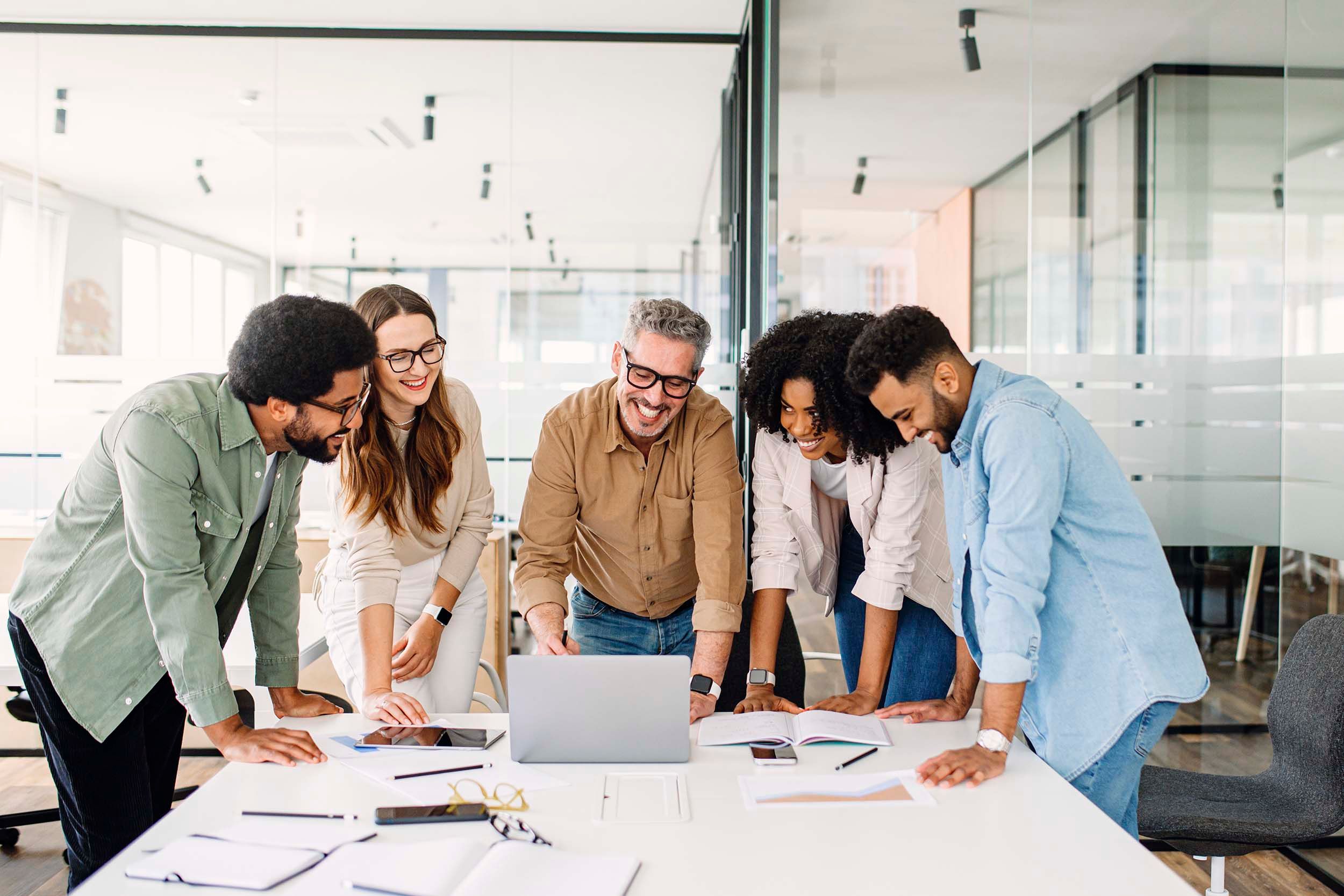 colleagues around table