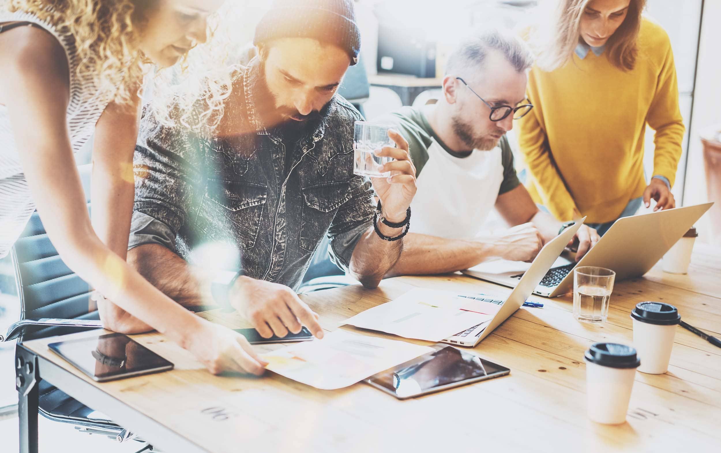 colleagues brainstorming and working together - general