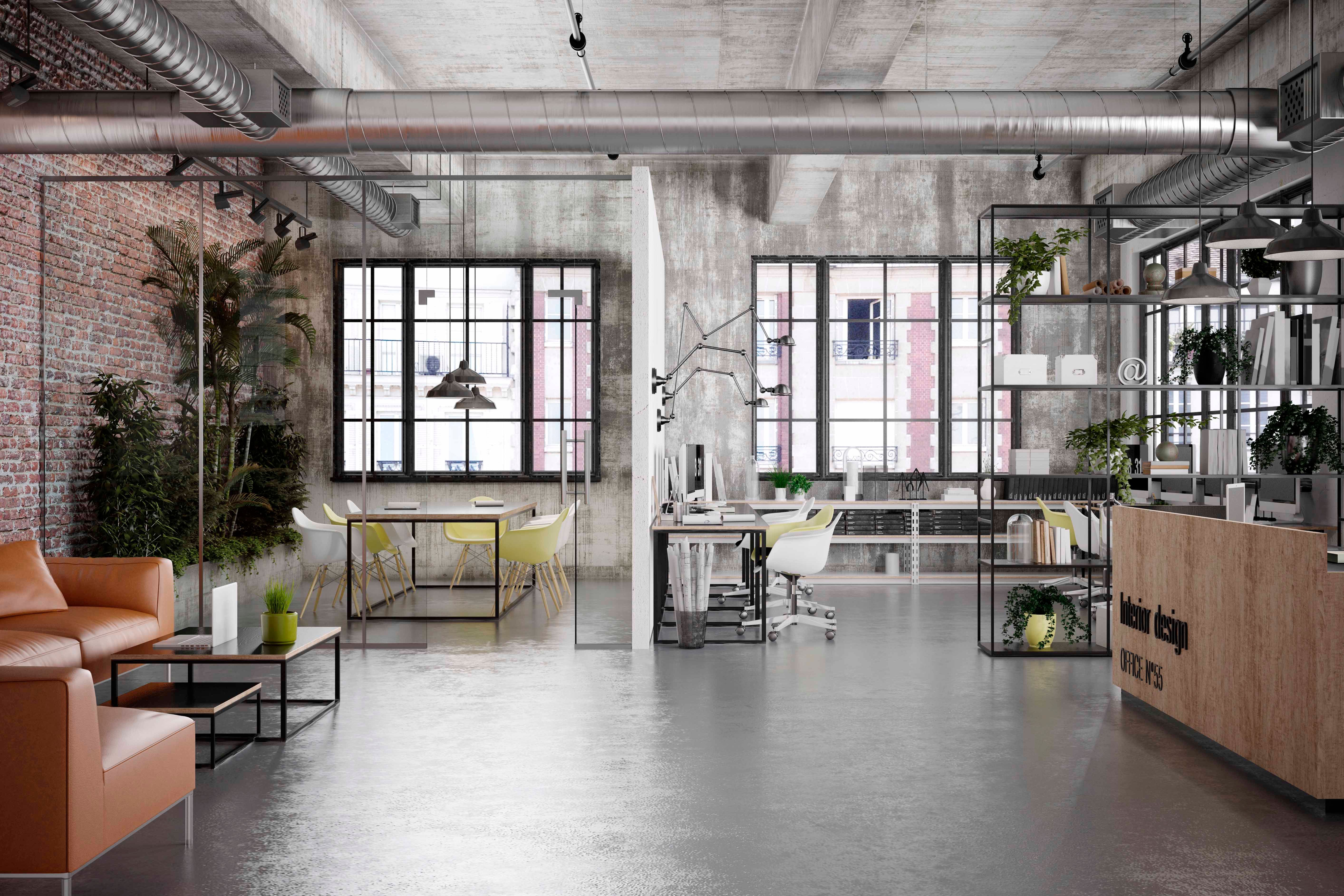 Picture of an office space with a hybrid work environment.