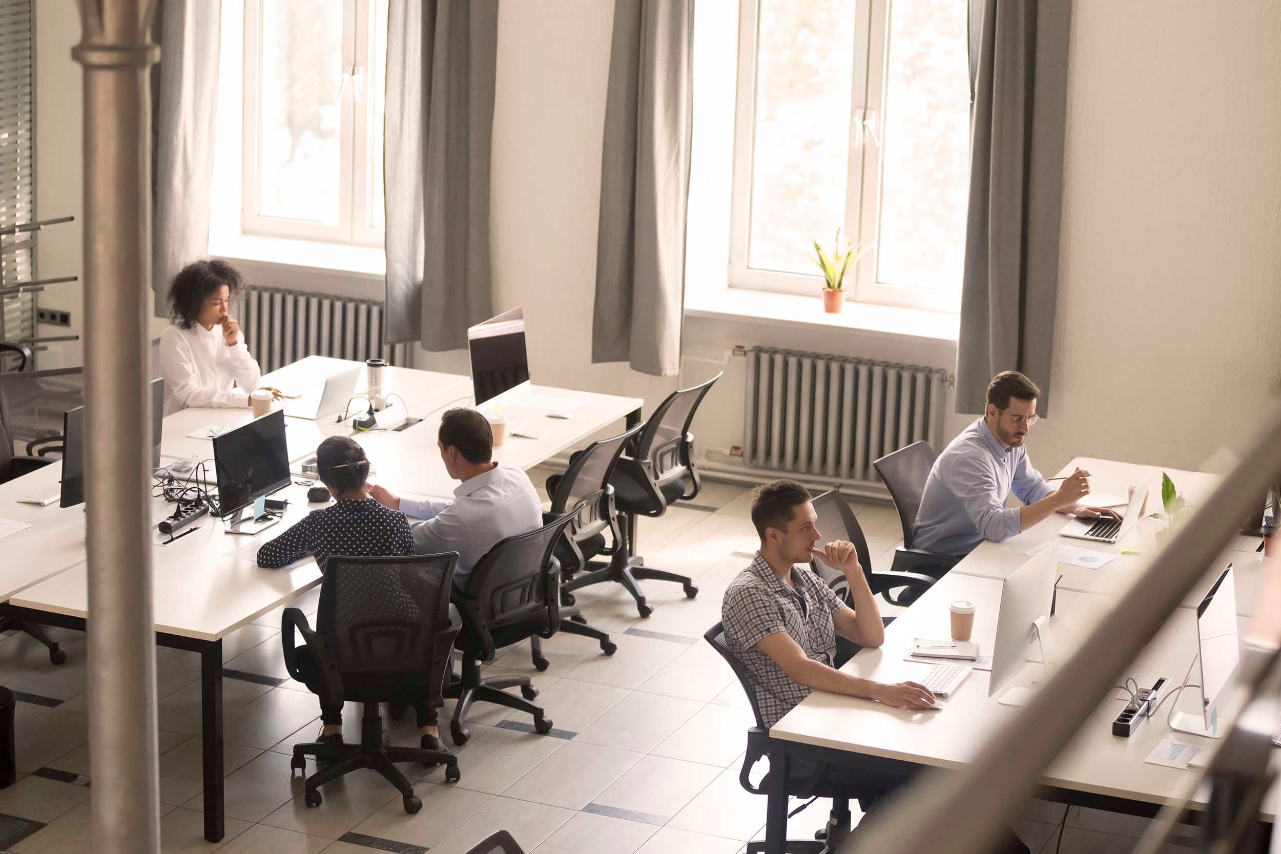 overview over office desks