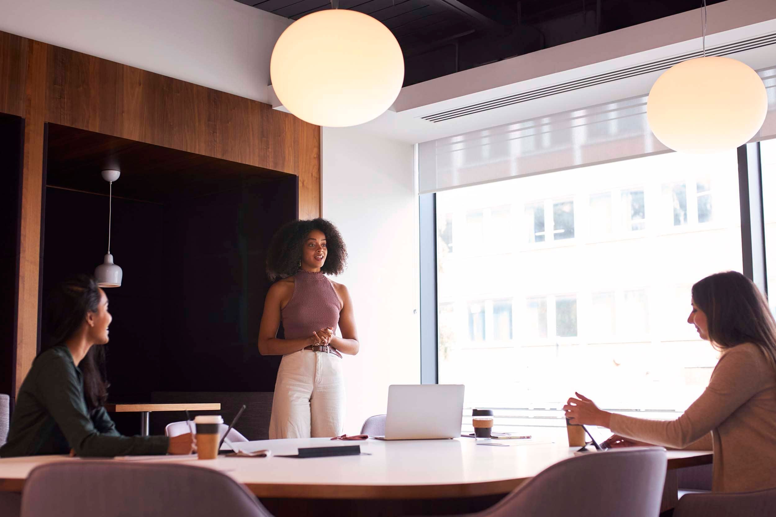 three women in meeting