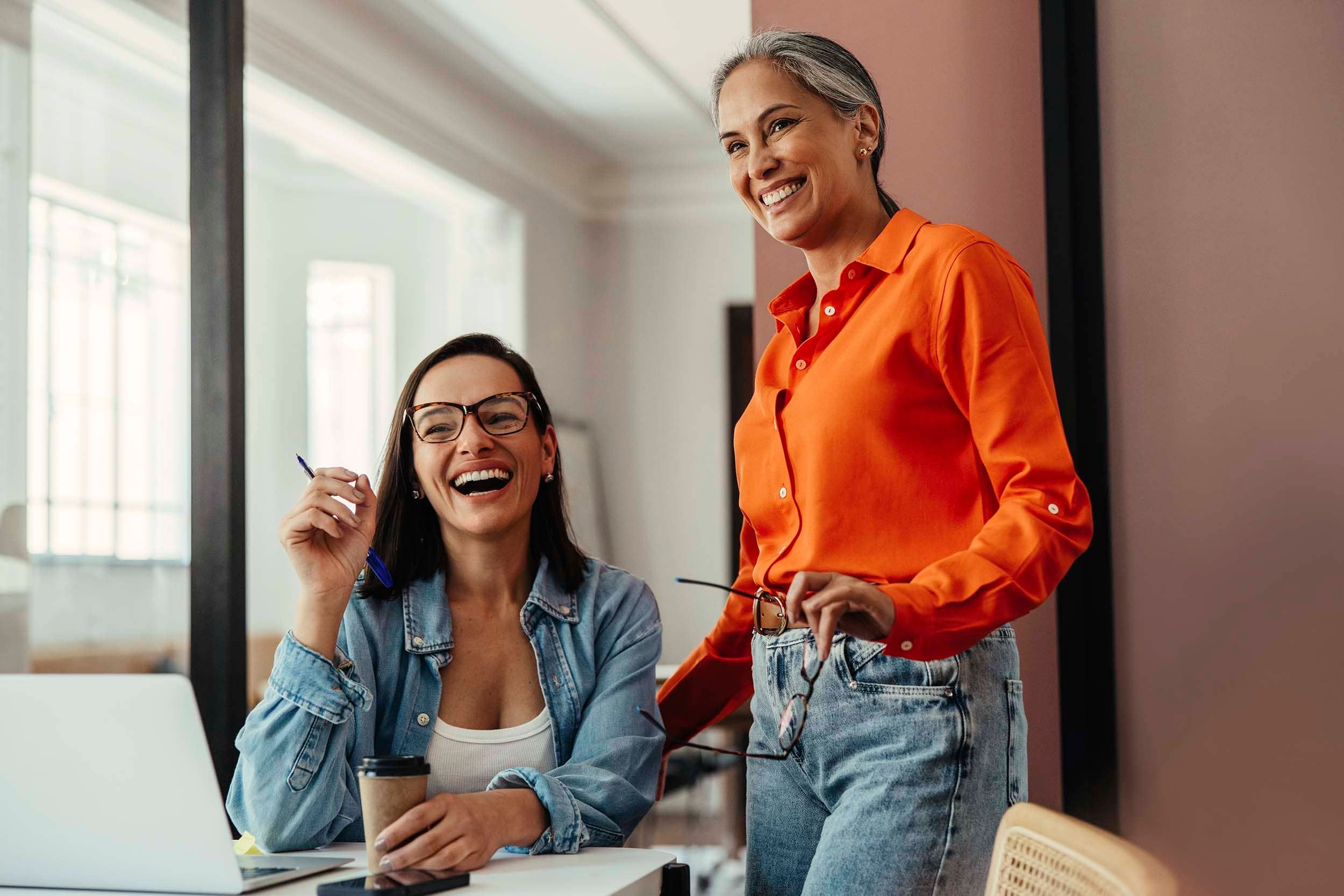 two happy colleagues