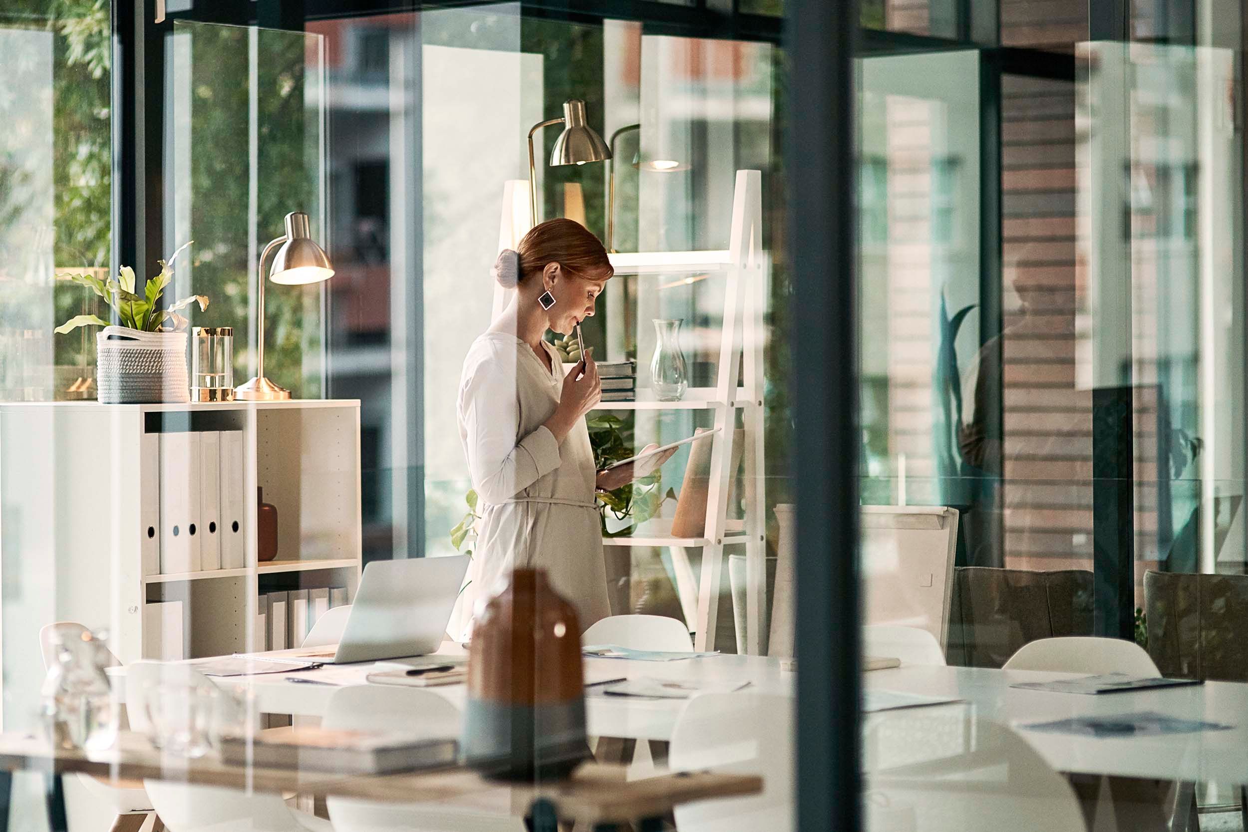 woman standing in office room